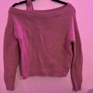 Pink Off-the-Shoulder Knit Sweater